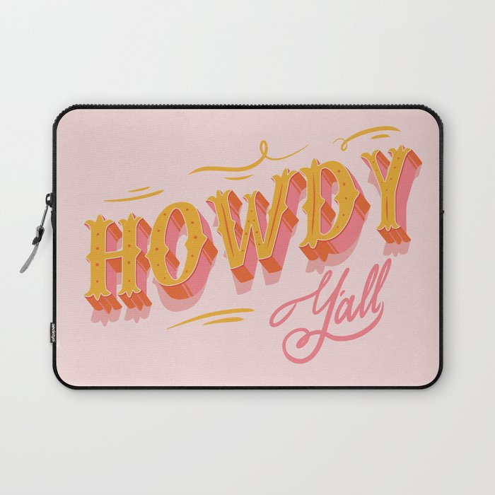 Howdy Y'all | Yellow Orange Pink Laptop Sleeve Gallery Image 1