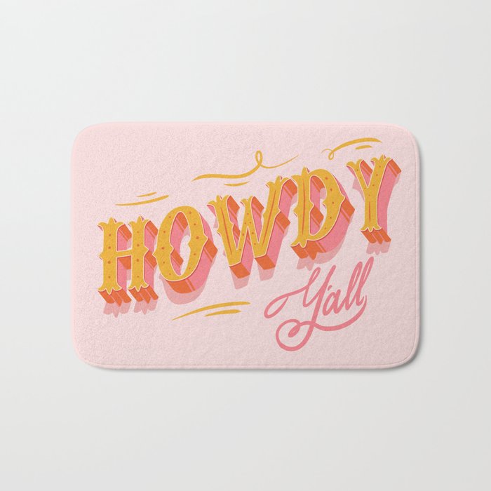 Howdy Y'all | Yellow Orange Pink Bath Mat Gallery Image 1
