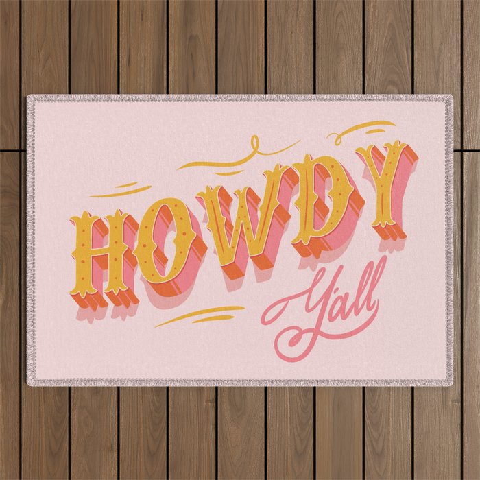 Howdy Y'all | Yellow Orange Pink Outdoor Rug Gallery Image 1