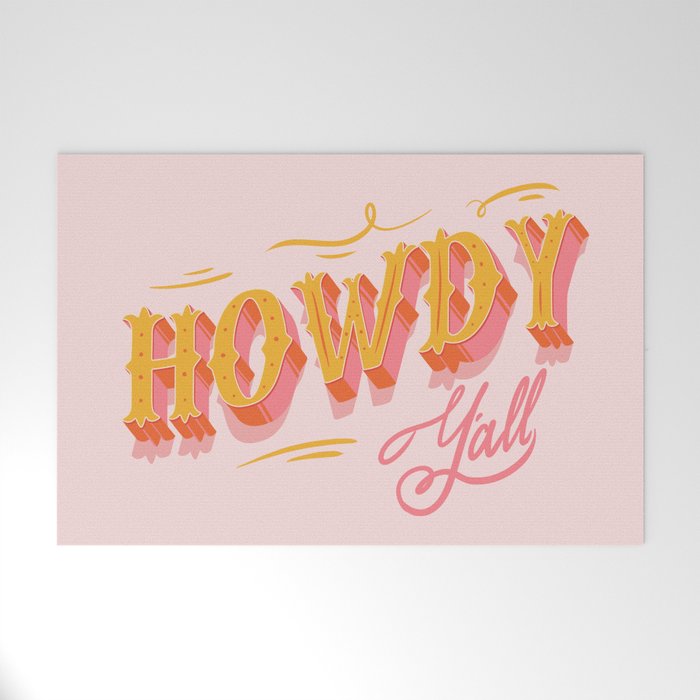 Howdy Y'all | Yellow Orange Pink Welcome Mat Gallery Image 1