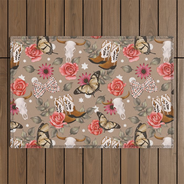 Cowboy Spirit Blooms Outdoor Rug Gallery Image 1