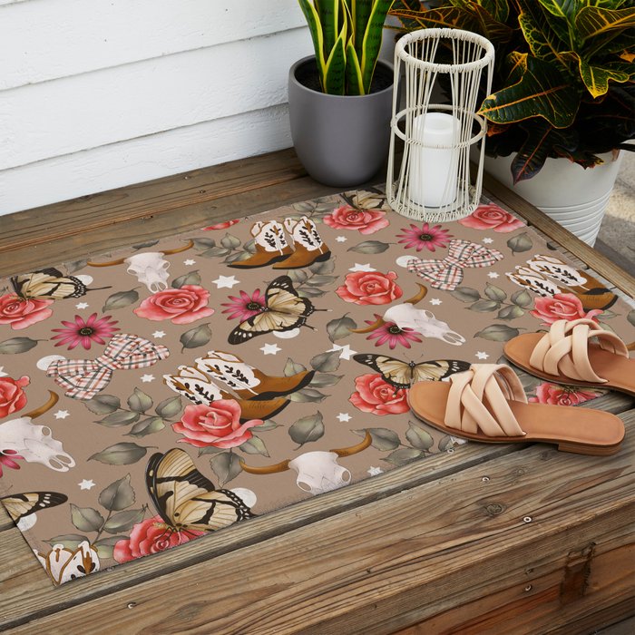 Cowboy Spirit Blooms Outdoor Rug Gallery Image 2