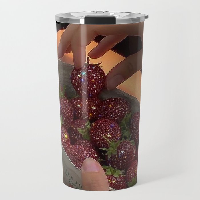 STRAWBERRY LOVE | collage | red | yummy | sunshine | summer | style | vintage | food | bling | glow  Travel Mug Gallery Image 1
