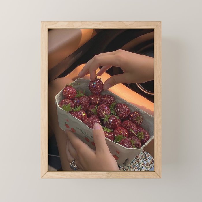 STRAWBERRY LOVE | collage | red | yummy | sunshine | summer | style | vintage | food | bling | glow  Mini Art Print Gallery Image 1