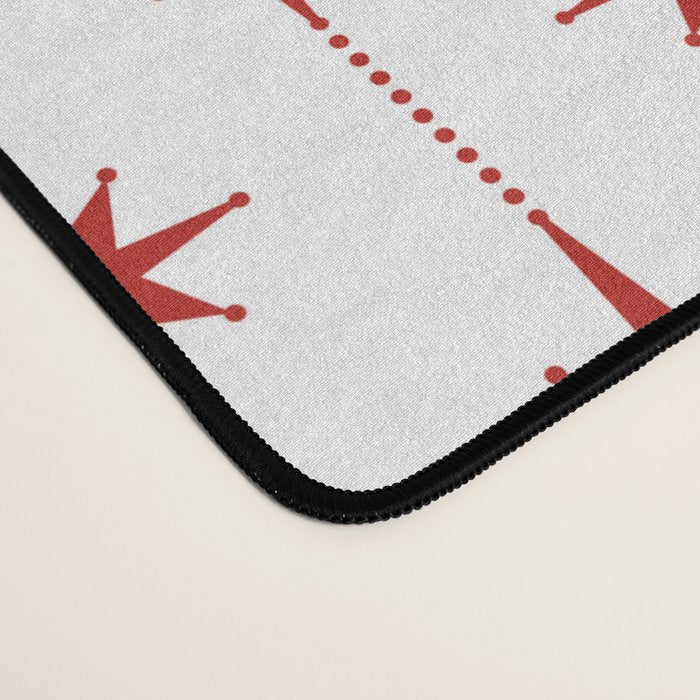 Midcentury Stars and Dots Red and White Pattern Desk Mat Gallery Image 4