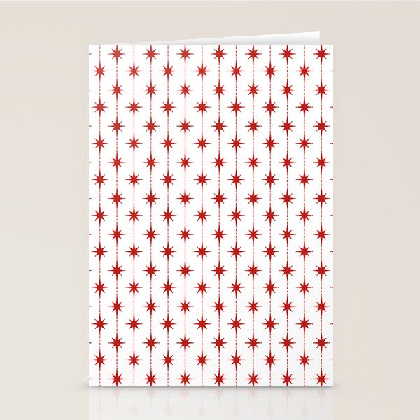 Midcentury Stars and Dots Red and White Pattern Stationery Card Gallery Image 2