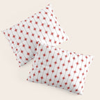 Midcentury Stars and Dots Red and White Pattern Pillow Sham Gallery Image 3