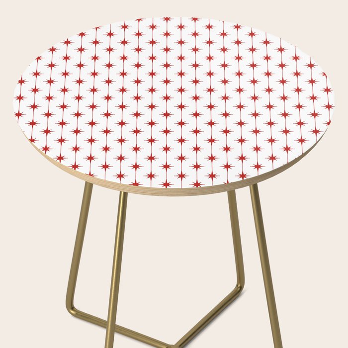 Midcentury Stars and Dots Red and White Pattern Side Table Gallery Image 2