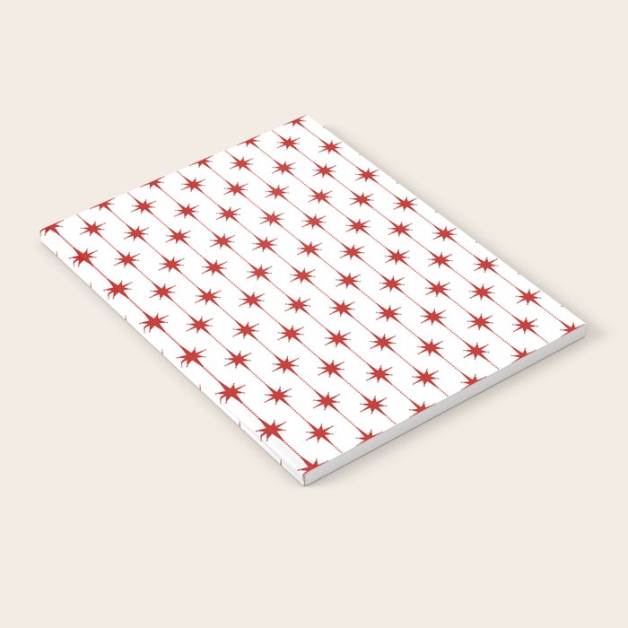 Midcentury Stars and Dots Red and White Pattern Notebook Gallery Image 2