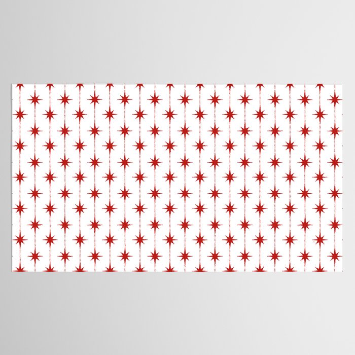 Midcentury Stars and Dots Red and White Pattern Tablecloth Gallery Image 2