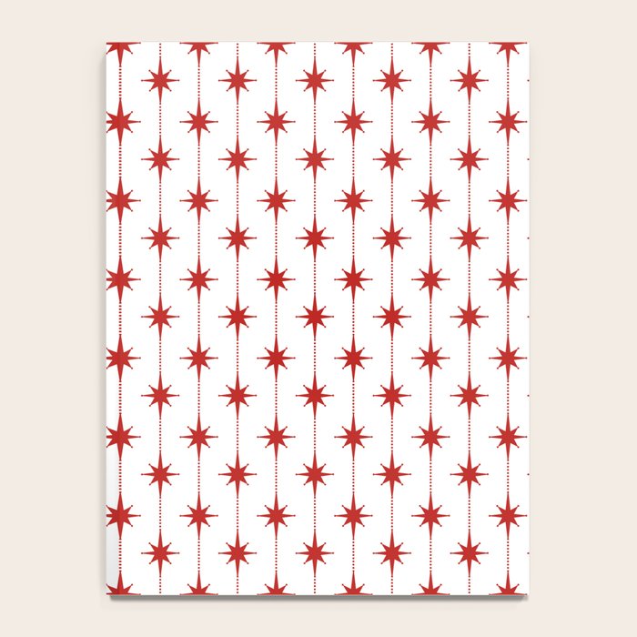 Midcentury Stars and Dots Red and White Pattern Notebook Gallery Image 4