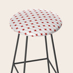Midcentury Stars and Dots Red and White Pattern Stool Gallery Image 2