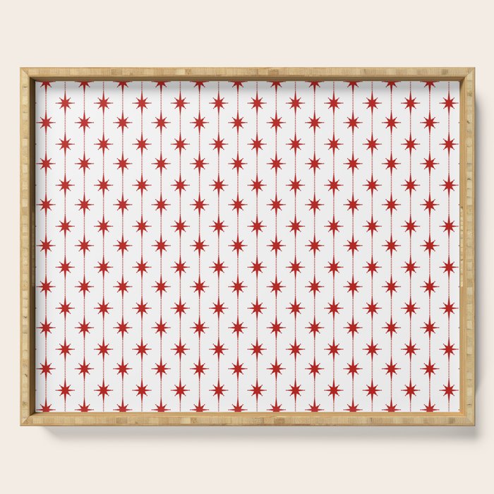 Midcentury Stars and Dots Red and White Pattern Serving Tray Gallery Image 1