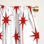 Midcentury Stars and Dots Red and White Pattern Window Curtain Gallery Image 2