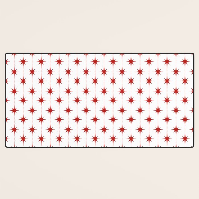Midcentury Stars and Dots Red and White Pattern Desk Mat Gallery Image 3