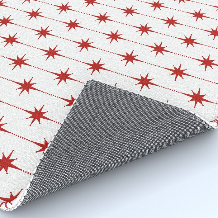 Midcentury Stars and Dots Red and White Pattern Rug Gallery Image 4