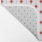 Midcentury Stars and Dots Red and White Pattern Bath Mat Gallery Image 2