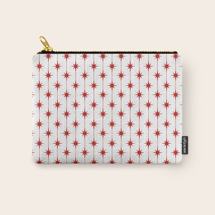 Midcentury Stars and Dots Red and White Pattern Carry All Pouch Gallery Image 1