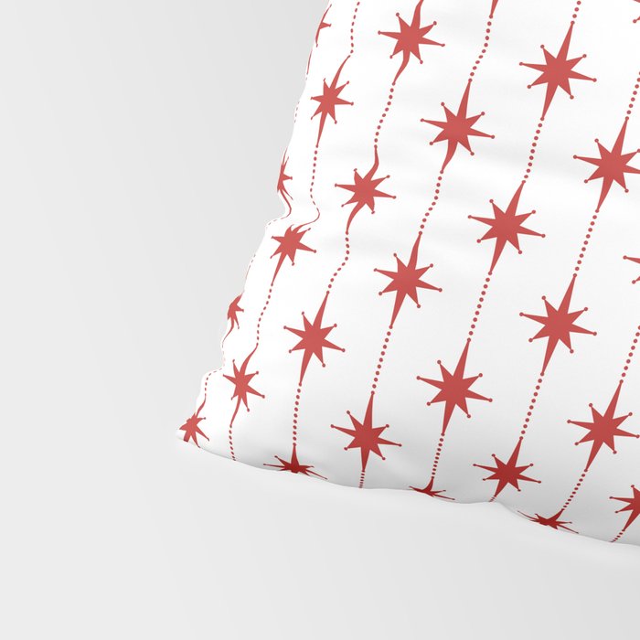 Midcentury Stars and Dots Red and White Pattern Pillow Sham Gallery Image 4