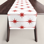 Midcentury Stars and Dots Red and White Pattern Table Runner Gallery Image 1