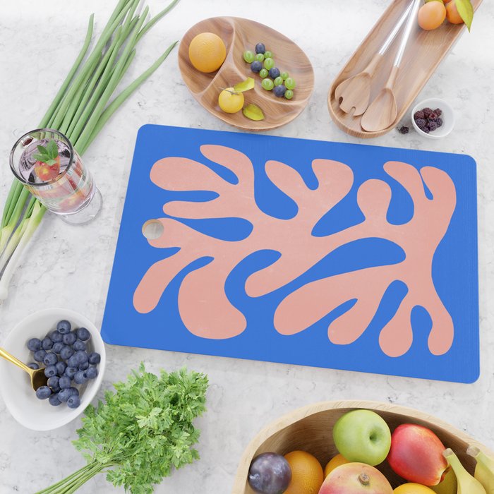 Rose Bud & Azure Blue: Matisse Paper Cutouts 02 Cutting Board Gallery Image 2