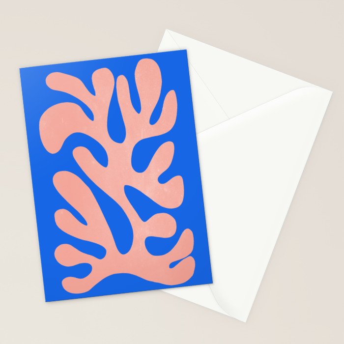 Rose Bud & Azure Blue: Matisse Paper Cutouts 02 Stationery Card Gallery Image 2