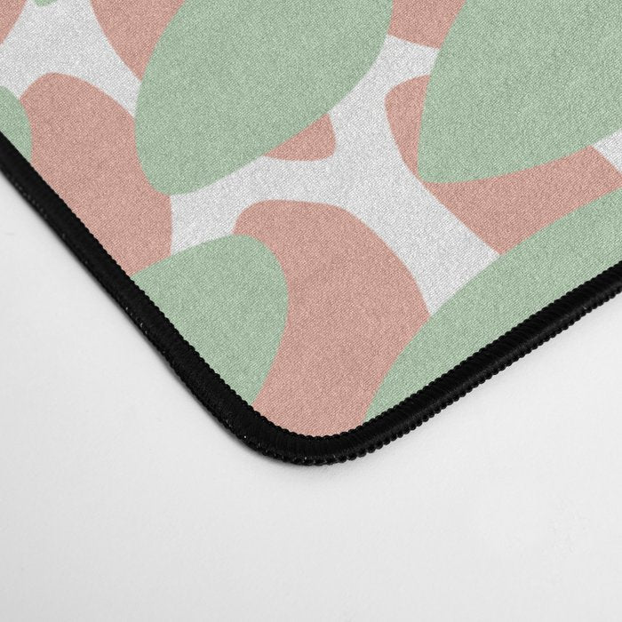 Festive, Abstract Floral Prints, Coral and Green Desk Mat Gallery Image 4