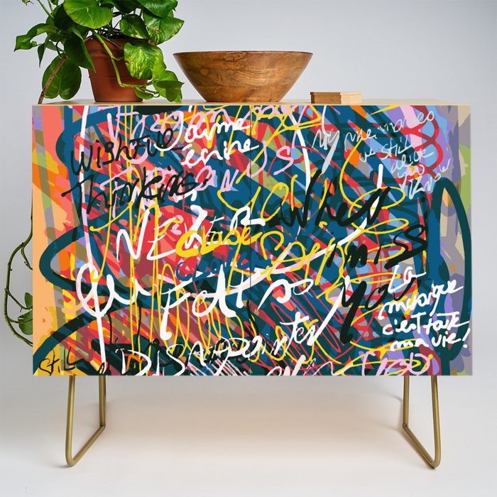 Graffiti Pop Art Writings Music by Emmanuel Signorino Credenza Gallery Image 1