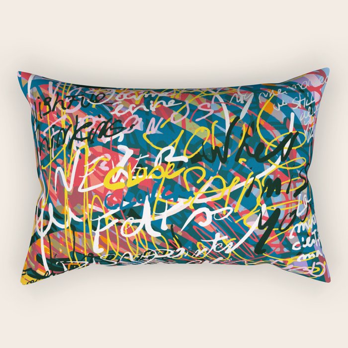 Graffiti Pop Art Writings Music by Emmanuel Signorino Rectangular Pillow Gallery Image 1