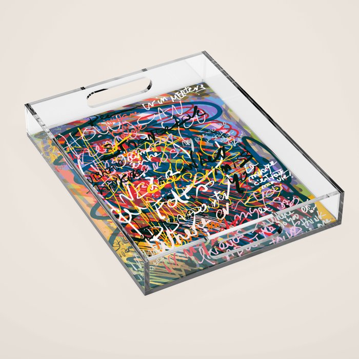 Graffiti Pop Art Writings Music by Emmanuel Signorino Acrylic Tray Gallery Image 1