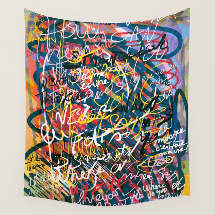 Graffiti Pop Art Writings Music by Emmanuel Signorino Wall Tapestry Gallery Image 4