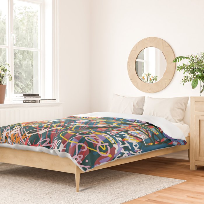 Graffiti Pop Art Writings Music by Emmanuel Signorino Duvet Cover Gallery Image 2
