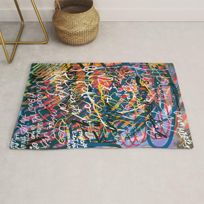 Graffiti Pop Art Writings Music by Emmanuel Signorino Rug Gallery Image 1