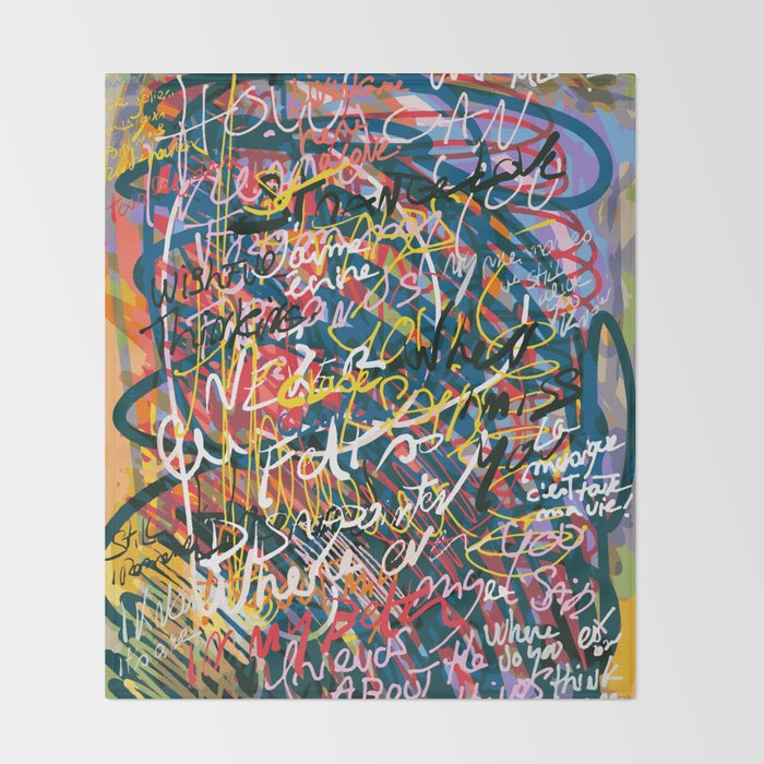 Graffiti Pop Art Writings Music by Emmanuel Signorino Throw Blanket Gallery Image 2