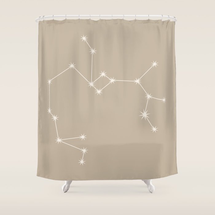 Sagittarius Zodiac Star Constellation Line Art Beige Shower Curtain Gallery Image 1