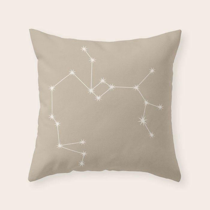 Sagittarius Zodiac Star Constellation Line Art Beige Throw Pillow Gallery Image 1