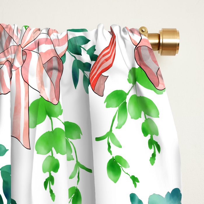Whimsical Cheerful Bows Plants II Window Curtain Gallery Image 2