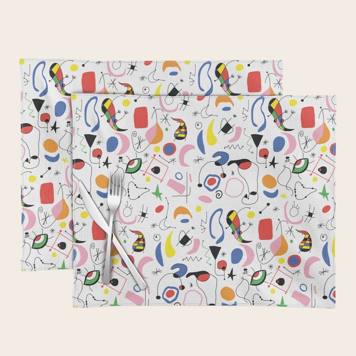 Surealism Art Miro Style Pattern Placemat Gallery Image 1