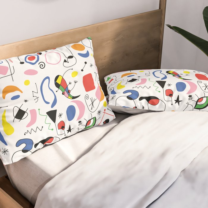 Surealism Art Miro Style Pattern Pillow Sham Gallery Image 2