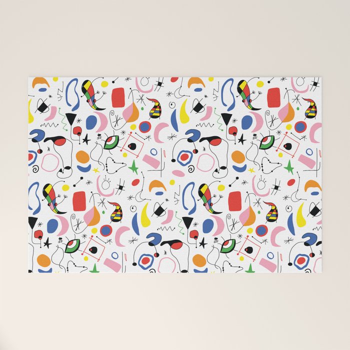 Surealism Art Miro Style Pattern Welcome Mat Gallery Image 1