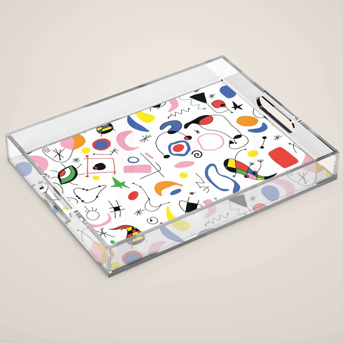 Surealism Art Miro Style Pattern Acrylic Tray Gallery Image 1
