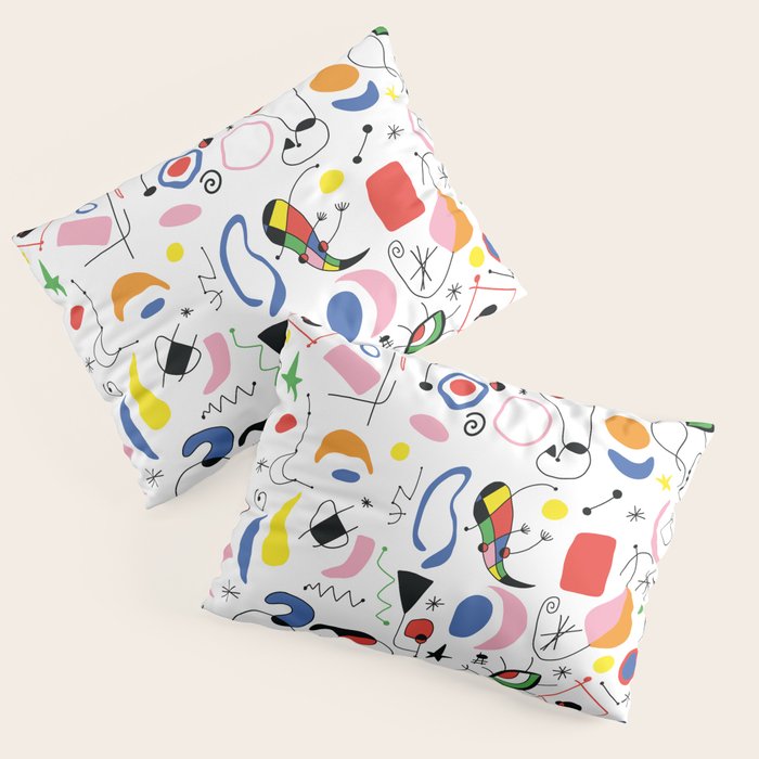 Surealism Art Miro Style Pattern Pillow Sham Gallery Image 3