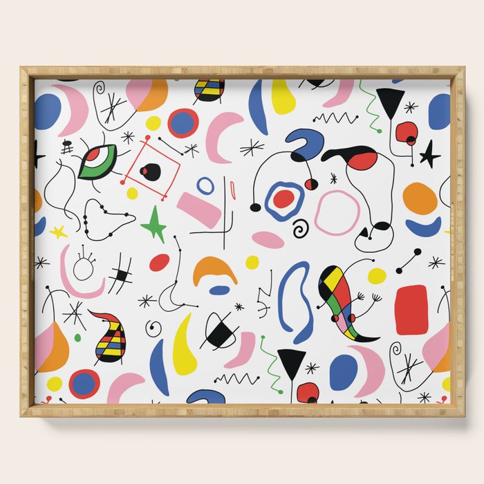 Surealism Art Miro Style Pattern Serving Tray Gallery Image 1