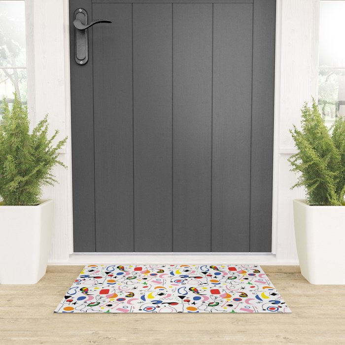 Surealism Art Miro Style Pattern Welcome Mat Gallery Image 3