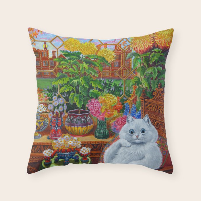 'Master of Cat College' Vintage Cat Art by Louis Wain Throw Pillow Gallery Image 6
