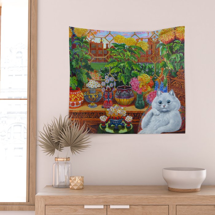 'Master of Cat College' Vintage Cat Art by Louis Wain Wall Tapestry Gallery Image 2