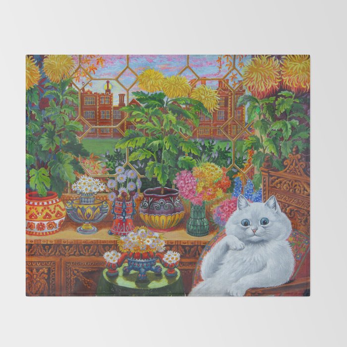 'Master of Cat College' Vintage Cat Art by Louis Wain Throw Blanket Gallery Image 2