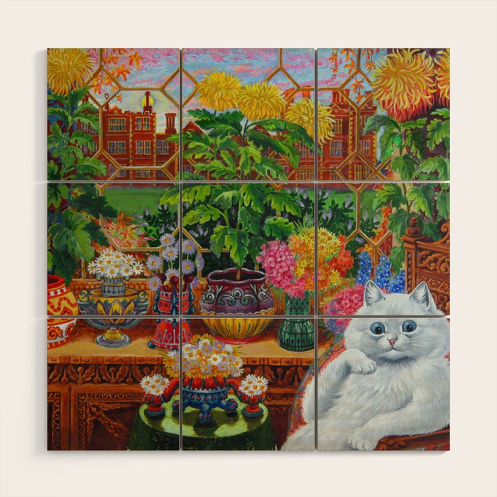 'Master of Cat College' Vintage Cat Art by Louis Wain Wood Wall Art Gallery Image 1