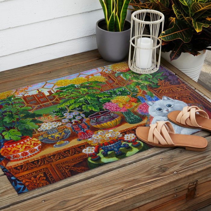 'Master of Cat College' Vintage Cat Art by Louis Wain Outdoor Rug Gallery Image 2