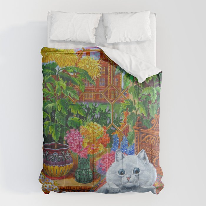 'Master of Cat College' Vintage Cat Art by Louis Wain Comforter Gallery Image 6